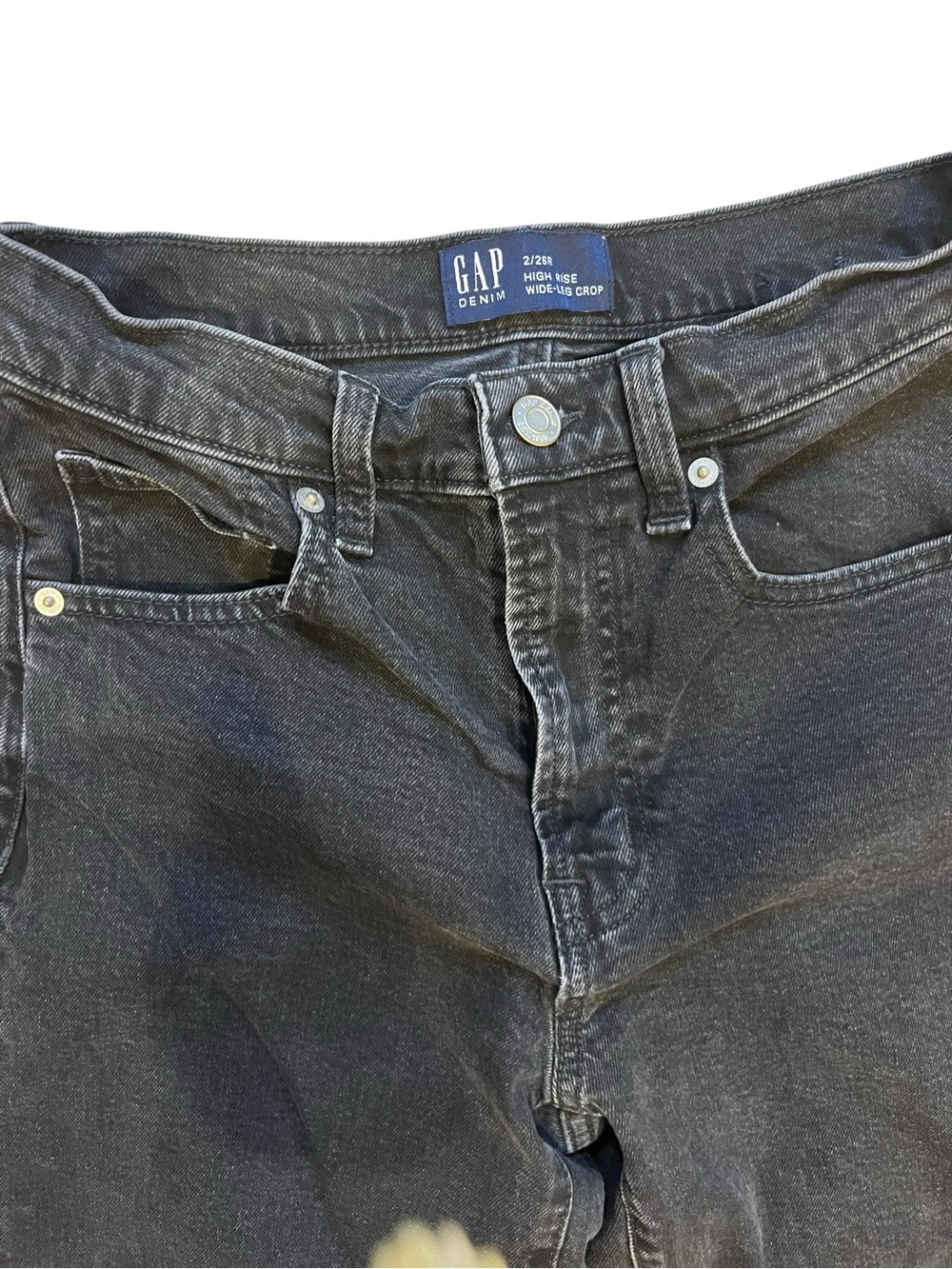 GAP High Rise Wide Leg Cropped Jeans Black Wash Women’s Size 2/26R - Picture 4 of 4